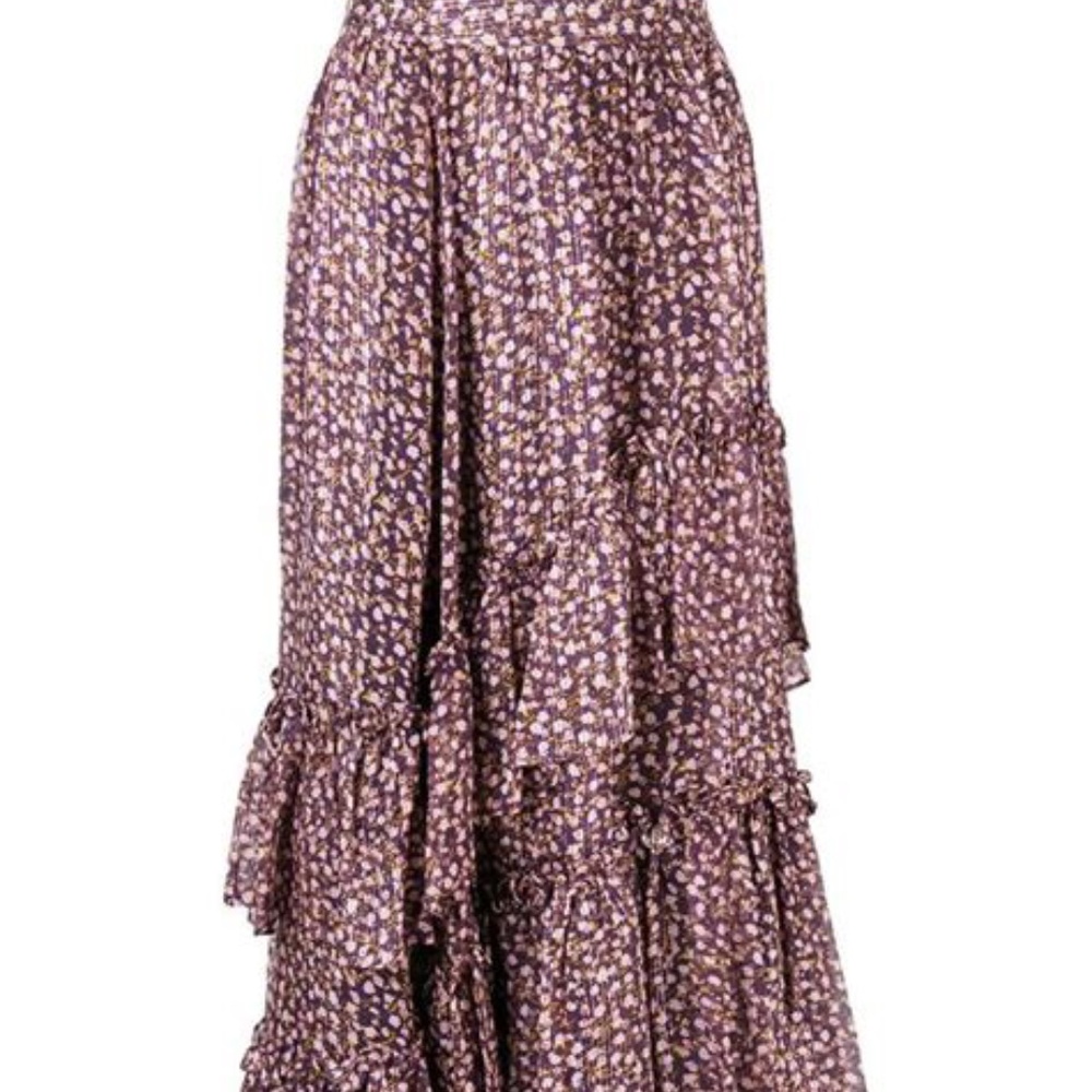 Ulla Johnson Cocoa Ruffled Silk Chiffon Skirt sz 6 - Picture 7 of 15